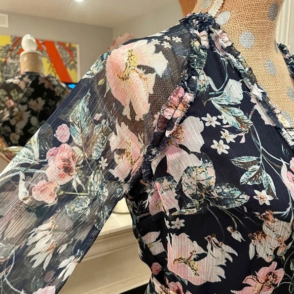 TJD The Jetset Diaries Fleur Sheer Floral Mini Long Sleeve Dress - Picture 7 of 10